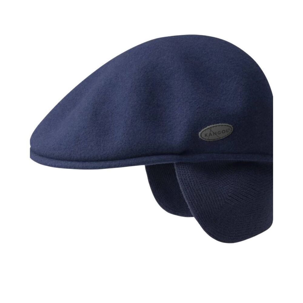 Kangol Hat Men's XL Navy Blue Wool 504 Earflap Cap Warm Winter